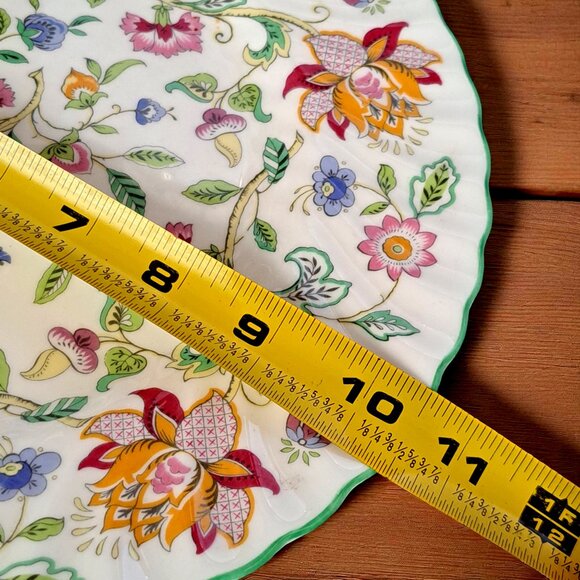 Minton Haddon Hall Floral Chintz Green Trimmed Swirl Pattern 10.75" Dinner Plate - Picture 2 of 5